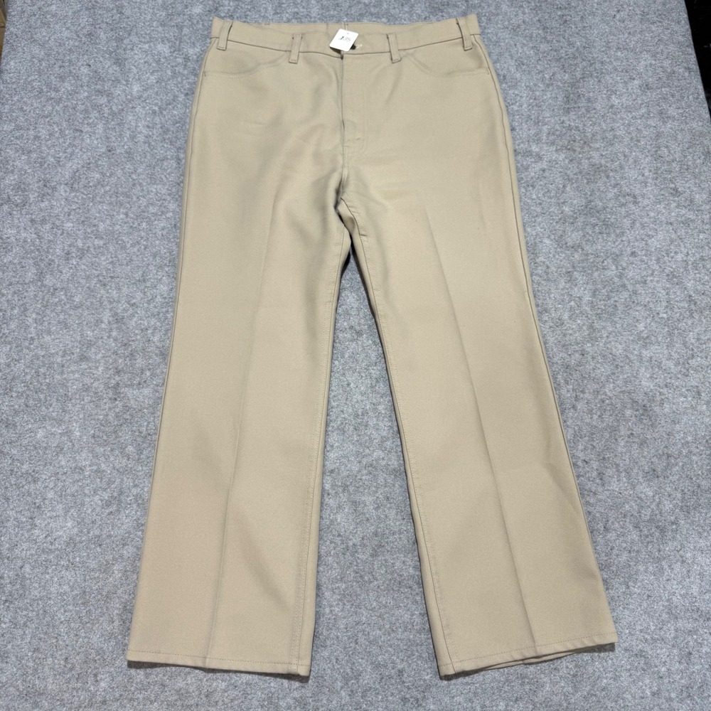 Vintage 70s Levis Panatela Action Slacks Tan Khaki Straight Leg Pants 37x30